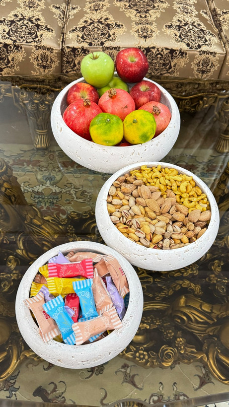 ست سه تایی کاسه دکوراتیو سنگ تراورتن